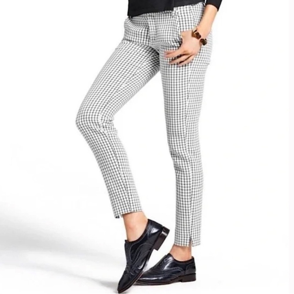 Cabi Windowpane Plaid Trousers Black White 3203 Size 2
